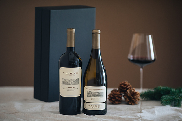 Two Pine Ridge wines with a gift box